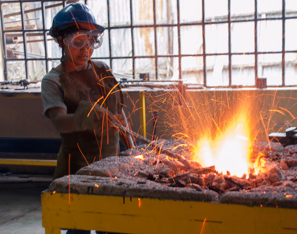 Students using the smith, Honduras