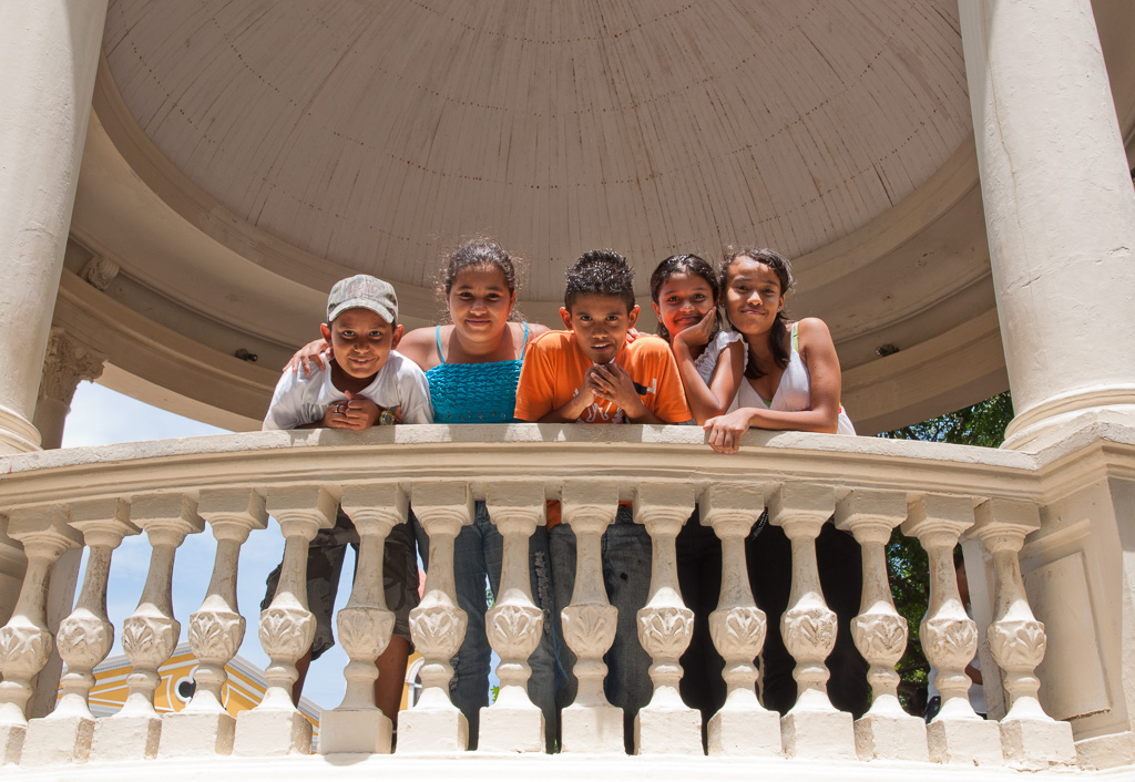 Kids spending Saturday on the town square